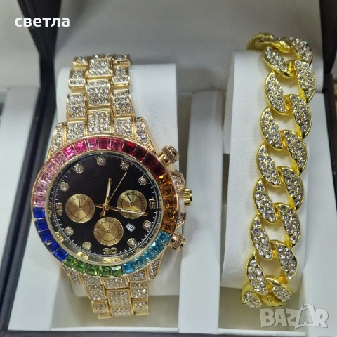 Комплект часовника с колие и обеци или гривна , снимка 3 - Колиета, медальони, синджири - 54012208