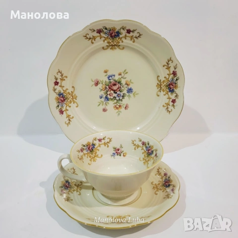 Троен комплект, порцеланова чаша за чай Mitterteich Bavaria., снимка 4 - Други ценни предмети - 54011887