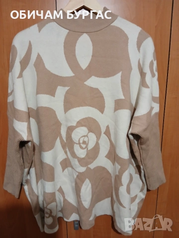 4-5xl КРАСИВА И МОДЕРНА ПЛЕТЕНА БЛУЗА,ЗАПАЗЕНА,МЕКА,С МАЛЪК ДЕФЕКТ И ЗАТОВА Е БРОШКАТА, снимка 6 - Блузи с дълъг ръкав и пуловери - 53953577