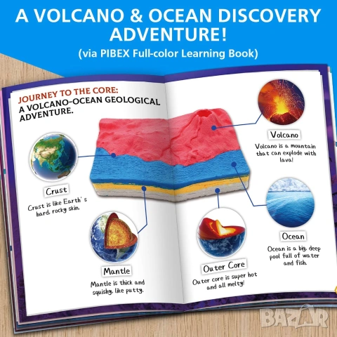 Oбразователна STEM играчка Комплектът за разкопки PIBEX Volcano & Ocean Fossil Dig Kit, снимка 5 - Образователни игри - 54975999