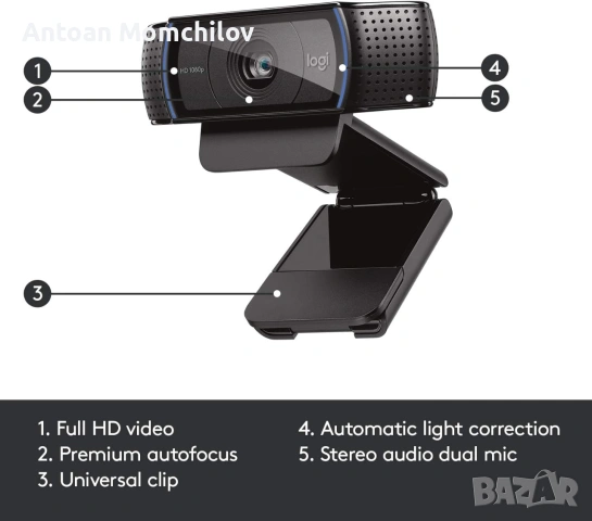 Уеб камера Logitech C920 Pro HD 1080p, снимка 9 - Камери - 55092053