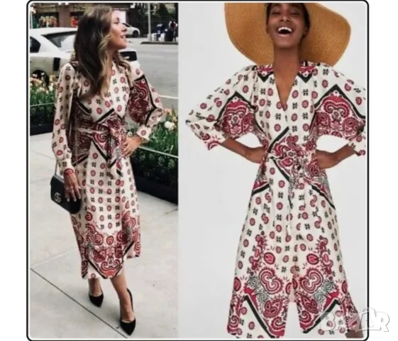 Страхотна дълга рокля ZARA , размер L / XL, снимка 2 - Рокли - 55358730