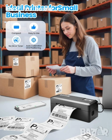 Bluetooth термопринтер за етикети , снимка 5 - Друга електроника - 54930222