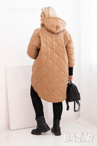Дамско преходно яке Plus Size, ватирано с качулка, 8цвята , снимка 4 - Якета - 52951106