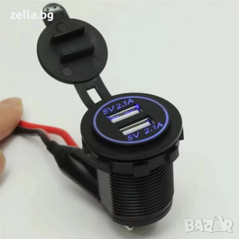 Двоен USB адаптер за вграждане 2x2.1A, 12V/24V, водоустойчив панел за камион, АТВ, лодка 10035, снимка 6 - Друга електроника - 54656034