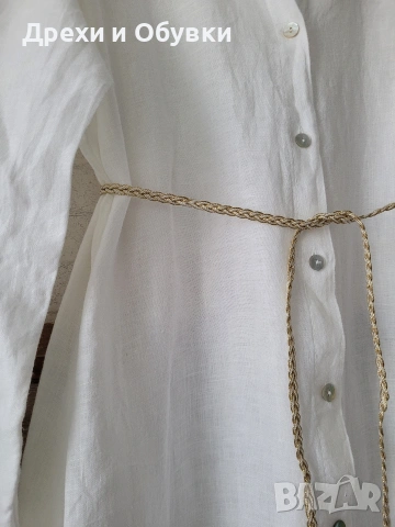 Бяла рокля тип риза 100% ЛЕН PLAZA NERA , снимка 2 - Рокли - 54157785