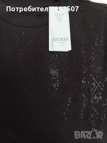 Guess Тениска черна Slim Fit Нова с етикет, снимка 4 - Тениски - 54344566