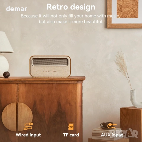 Ретро Bluetooth колонка 45W с USB, AUX и TF карта, снимка 3 - Тонколони - 54891011