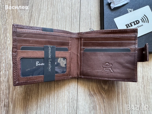 Buono Pelle оригинален мъжки портфейл портмоне естествена кожа нос Англия, снимка 5 - Портфейли, портмонета - 54496760