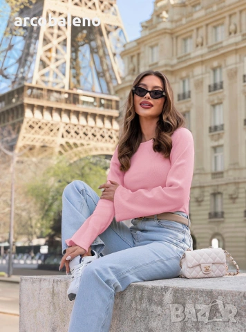 Дамска блуза с оребрени ръкави Chanelle, 4цвята , снимка 4 - Блузи с дълъг ръкав и пуловери - 54150844