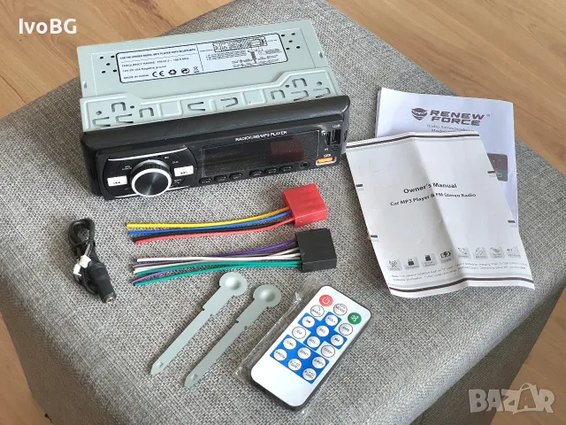 Авто радио с Bluetooth, MP3, USB/TF, FM, дистанционно и зарядно за телефон