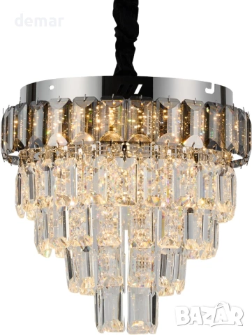 Полилей с LED кристали (K9 Crystal), регулируема височина, за таван и наклонен таван, снимка 3 - Полилеи - 54928804