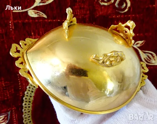 Позлатена купичка за ядки,на крачета. , снимка 2 - Антикварни и старинни предмети - 55363925