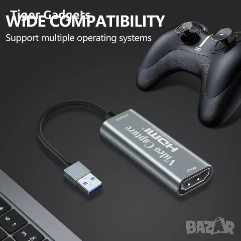 USB 3.0 HDMI Capture Card HU-02, 4K вход, 1080P@30Hz видео запис и стрийминг, снимка 6 - Кабели и адаптери - 55593858