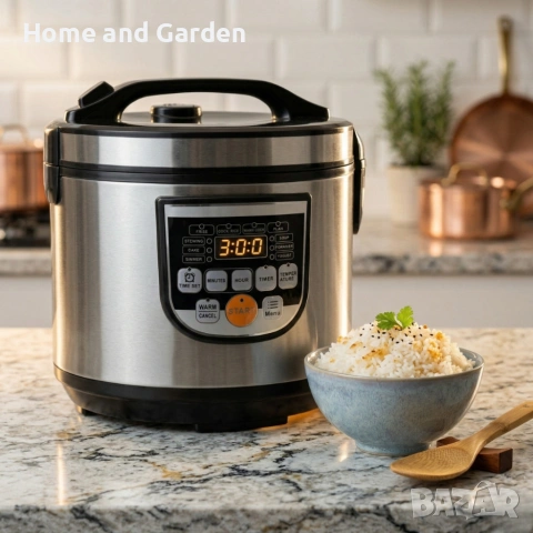 Оризоварка Cheffinger CF-RC5.0, 5L, 900W – XXL капацитет, таймер, инокс капак, снимка 2 - Други - 53972117