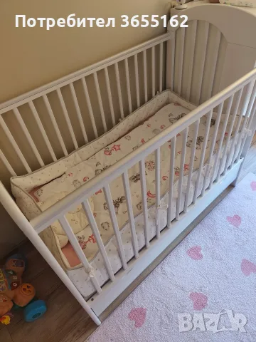 Детска кошара (регулиране на височината) + матрак, снимка 2 - Бебешки легла и матраци - 55483054
