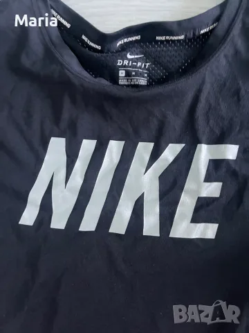 Nike Dri-FIT Running Черна спортна тениска M, снимка 2 - Спортни екипи - 55305235