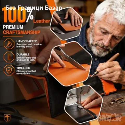 Нов Мъжки кожен портфейл TEEHON RFID тънък 11 слота джоб за монети идеален подарък, снимка 3 - Портфейли, портмонета - 55485951