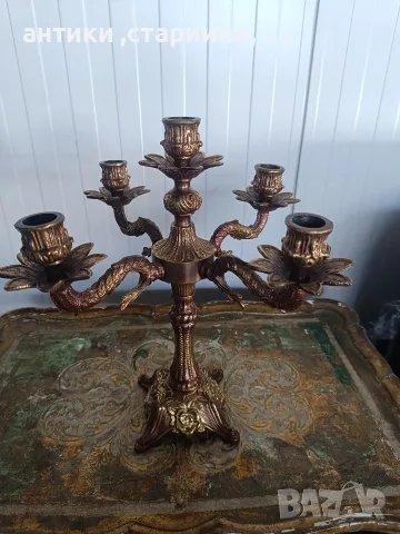 Витинж Месингов Свещник , снимка 2 - Антикварни и старинни предмети - 55317340