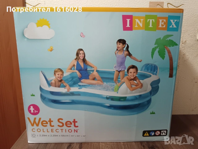 Надуваем басейн Intex - Swim Center™, Family Lounge, 229 x 229 x 66 см.Подложка за басейн.