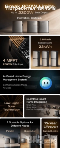 Външна батерия за домашна система с вграден микроинвертор - EcoFlow Stream Ultra X Battery 3.84kWh, снимка 2 - Друга електроника - 54745947
