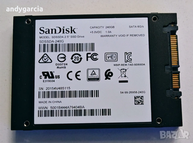 240GB SANDISK PLUS SSD ЧИСТО НОВ ДИСК SATA 6Gb/s. 2.5 inch скорост четене/запис - 550/440 MB/s , снимка 3 - Твърди дискове - 54353396