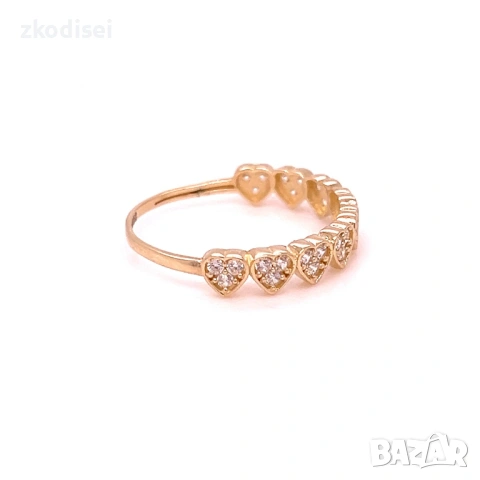 Златен дамски пръстен 1,29гр. размер:54 14кр. проба:585 модел:38752-1, снимка 2 - Колиета, медальони, синджири - 54150547