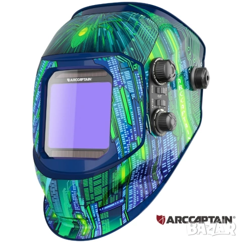 Заваръчна маска ARCCAPTAIN MIG MAG TIG с автоматично затъмняване, 100 x 93 мм, широк обзор