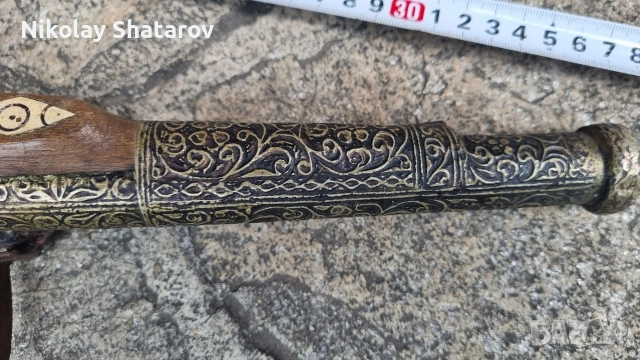 Стара реплика на кремъчен пистолет , снимка 8 - Други ценни предмети - 54647995