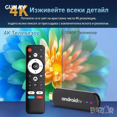 ANDROID 14 ТВ СТИК - 4K 2GB16GB S905L3 - TV Stick Донгъл box тв бокс, Smart TV Box Мултимедия Плейър, снимка 2 - Плейъри, домашно кино, прожектори - 54961843