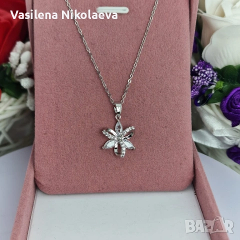 Crystal Flower Necklace ❄️ | сребристо колие