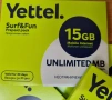 Сим карти Yettel sim card Глобул интернет 15GB /30 дни активира акаунти, снимка 1