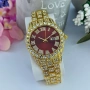Royal Gold Watch – Burgundy 👑 | дамски часовник с кристали, снимка 1