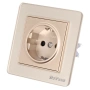 Единичен електрически контакт DeTech DE-6008-42, Шуко, 16A, 250V, IP20, за вграждане, златист, снимка 1