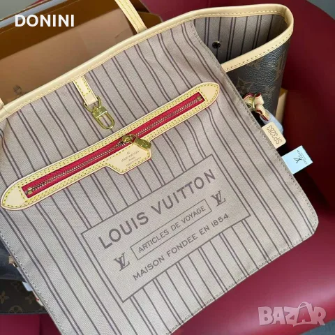 Дамска чанта Louis Vuitton Neverfull, кожа кожа, снимка 6 - Чанти - 55464877