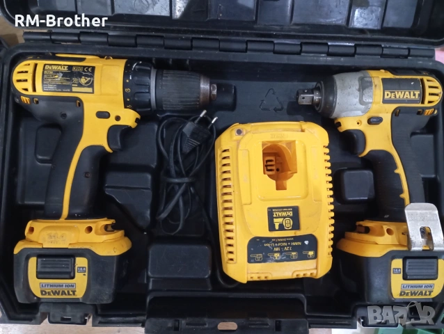 Комплект винтоверт ударен гайковерт зарядно и батерии DeWalt