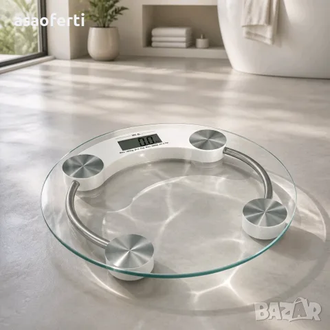 Кръгъл електронен стъклен кантар за телесно тегло (Personal Scale), снимка 4 - Други стоки за дома - 55422994