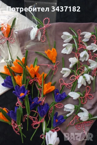 Брошка-мартеница или само брошка, снимка 5 - Изкуствени цветя - 53961366