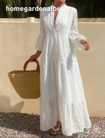 Дълга Дамска Рокля от Английска Дантела Бохо Стил Размер M