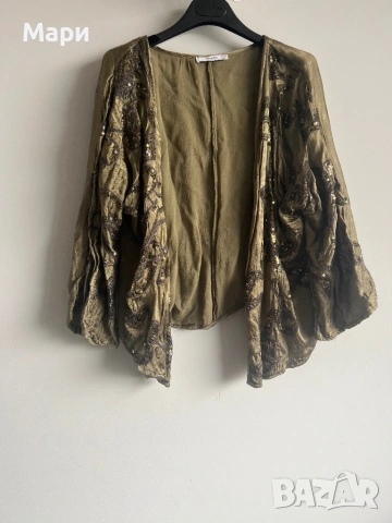 Сет/комплект Massimo Dutti панталон, Mango premium връхна ефирна дреха и лека тениска плетиво, снимка 5 - Комплекти - 53993033