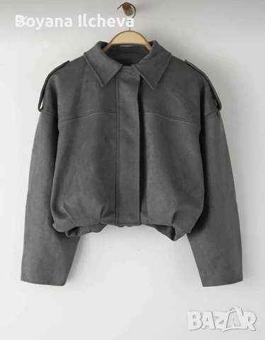 Дамско бомбър аке от антрацит, снимка 3 - Якета - 54320644