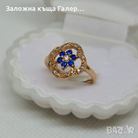 Стилен златен пръстен с фианити – 585, 2,99г