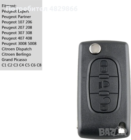Кутийка за ключ с 3 бутона CITROEN & PEUGEOT, VA2, CE0523, снимка 8 - Части - 54621289