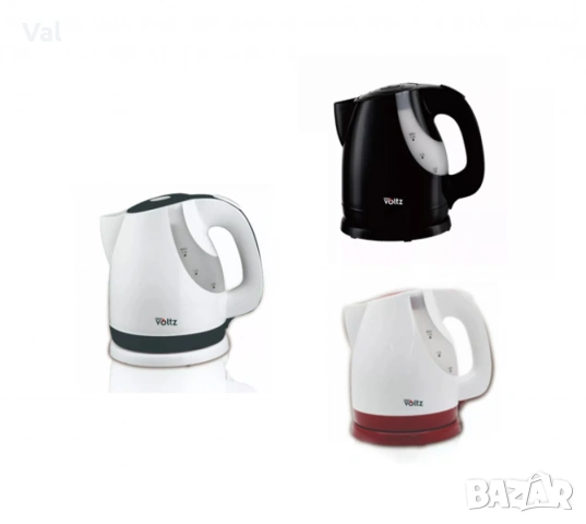 Електрическа кана Voltz 2200W, 1.6л., Бял/черен, Бял/червен, Черна