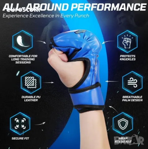 MMA ръкавици без пръсти Flexzion, боксови ръкавици MMA, кикбокс, карате, таекуондо, за възрастни , снимка 5 - Други спортове - 55332077