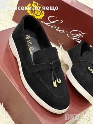 Loro Piana Дамски Велурени Черни Ежедневни Обувки Лоро Пиана Код E1292, снимка 3 - Дамски ежедневни обувки - 54130172