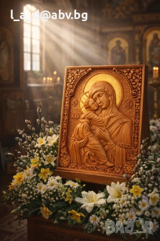Икона на Св. Богородица - авторска дърворезба, снимка 5 - Икони - 53207368