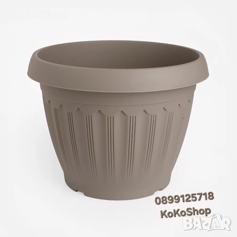 Саксия - Ø 27.5 x 20 см, пластмасова, цвят антрацит