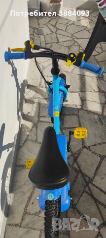 Детско колело Btwin 500 Ocean, 14", синьо, с помощни колела – 3-5 години, снимка 7 - Велосипеди - 55175964