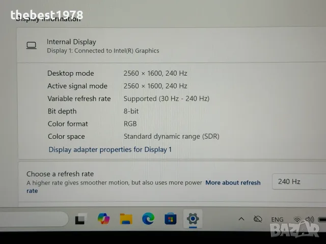 240Hz Acer Predator Ai 18`Core Ultra 9-275HX/Nvidia RTX 5070/32GB DDR5/1TB NVMe/Гаранция 14 Месеца, снимка 11 - Лаптопи за игри - 55631244